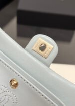 CHANEL 25S FLAP CHARM BAG 13 IN LIGHT BLUE LAMBSKIN - Image 5