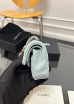 CHANEL 25S FLAP CHARM BAG 13 IN LIGHT BLUE LAMBSKIN - Image 3