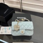 CHANEL 25S FLAP CHARM BAG 13 IN LIGHT BLUE LAMBSKIN - Image 12