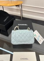 CHANEL 25S FLAP CHARM BAG 13 IN LIGHT BLUE LAMBSKIN - Image 13