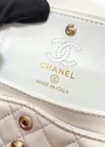 CHANEL 25S FLAP CHARM BAG 13 IN WHITE LAMBSKIN - Image 8