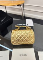 CHANEL 25S FLAP CHARM BAG 13 IN GOLD METALLIC LAMBSKIN - Image 13