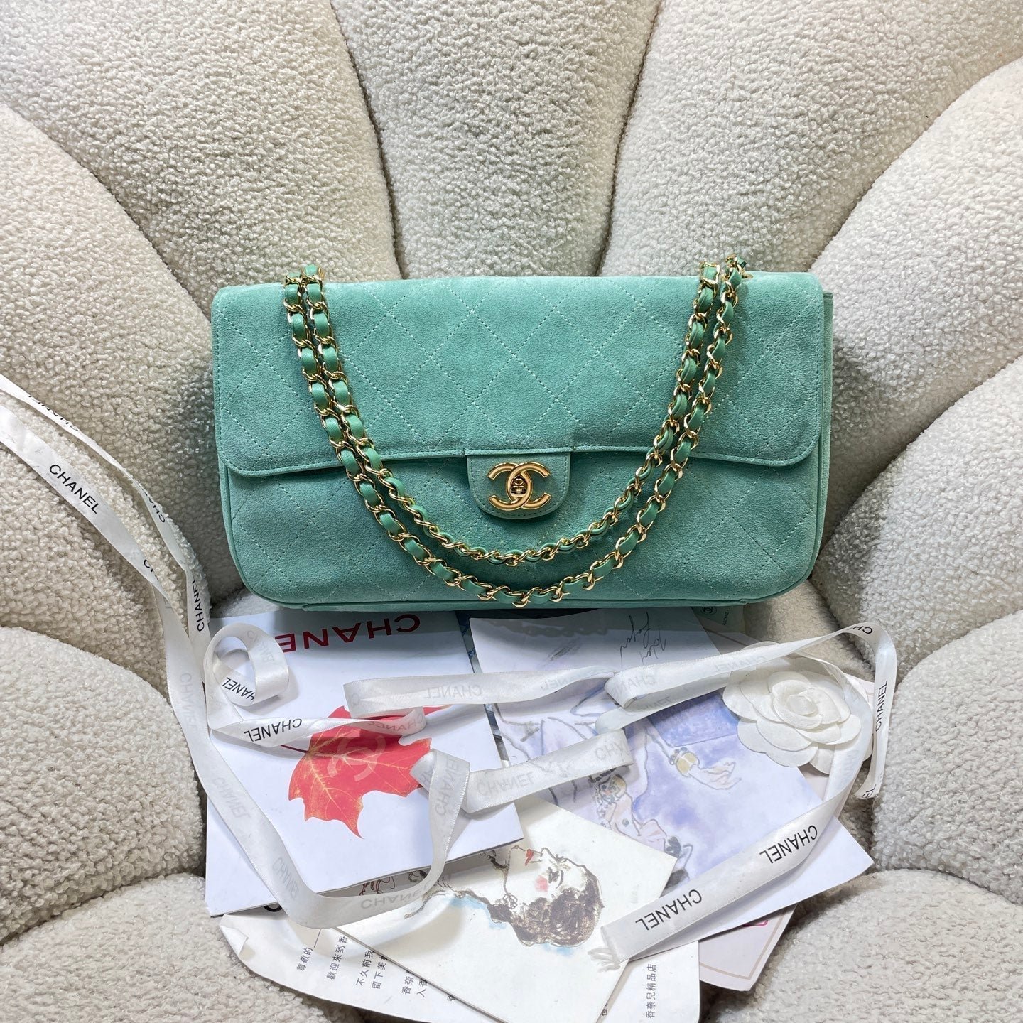 img_0a644df0_20260420_i1776618555858_1364_0_0_jpg CHANEL 26S CLASSIC FLAP 33 IN MINT GREEN SUEDE - Image 1