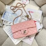 CHANEL 26S FLAP BAG 20 IN PASTEL PINK LAMBSKIN - Image 3