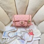 CHANEL 26S FLAP BAG 20 IN PASTEL PINK LAMBSKIN - Image 9