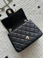 CHANEL 25S CLASSIC FLAP BAG MINI 18 IN BLACK LAMBSKIN WITH GOLD HARDWARE - Image 2