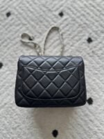 CHANEL 25S CLASSIC FLAP BAG MINI 18 IN BLACK LAMBSKIN WITH GOLD HARDWARE - Image 12