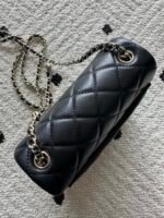 CHANEL 25S CLASSIC FLAP BAG MINI 18 IN BLACK LAMBSKIN WITH GOLD HARDWARE - Image 14