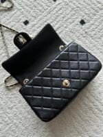 CHANEL 25S CLASSIC FLAP BAG MINI 20 IN BLACK LAMBSKIN WITH GOLD HARDWARE - Image 3