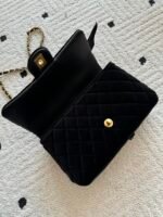 CHANEL 25S MINI FLAP BAG 23 IN BLACK VELVET WITH GOLD HARDWARE - Image 15