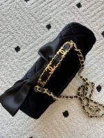 CHANEL 25S MINI FLAP BAG 23 IN BLACK VELVET WITH GOLD HARDWARE - Image 11