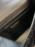 CHANEL 25S MINI FLAP BAG 23 IN BLACK VELVET WITH GOLD HARDWARE - Image 8