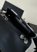 FLAP BAG 20 IN BLACK AND WHITE SEQUINS SILVER HARDWARE - Image 5