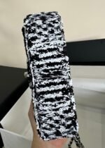 FLAP BAG 20 IN BLACK AND WHITE SEQUINS SILVER HARDWARE - Image 7
