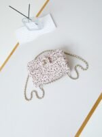 CHANEL 25S FLAP BAG 20 IN LIGHT PINK MIX BLACK SEQUINS - Image 4