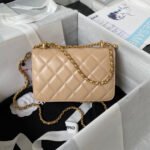 CHANEL 25S MINI FLAP BAG 19 IN TAN BROWN CALFSKIN GOLD HARDWARE - Image 2