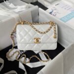 CHANEL 25S MINI FLAP BAG 19 IN WHITE CALFSKIN GOLD HARDWARE - Image 10