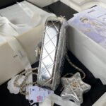 CC MINI 19 FLAP BAG IN SILVER METALLIC CALFSKIN WITH STRAP - Image 8