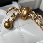 CHANEL 25S MINI FLAP BAG 22 IN WHITE CALFSKIN GOLD HARDWARE - Image 13