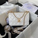 CHANEL 25S MINI FLAP BAG 22 IN WHITE CALFSKIN GOLD HARDWARE - Image 7