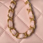 CHANEL 25S FLAP BAG 21 CM IN LIGHT PINK LAMBSKIN WITH TOP HANDLE - Image 11