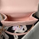 CHANEL 25S FLAP BAG 21 CM IN LIGHT PINK LAMBSKIN WITH TOP HANDLE - Image 9