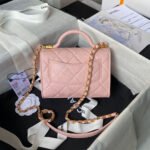 CHANEL 25S FLAP BAG 18 CM IN LIGHT PINK GRAINED LAMBSKIN WITH TOP HANDLE - Image 4