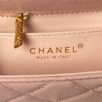 CHANEL 25S FLAP BAG 18 CM IN LIGHT PINK GRAINED LAMBSKIN WITH TOP HANDLE - Image 17