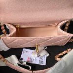 CHANEL 25S FLAP BAG 18 CM IN LIGHT PINK GRAINED LAMBSKIN WITH TOP HANDLE - Image 9