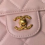 CHANEL 25S FLAP BAG 18 CM IN LIGHT PINK GRAINED LAMBSKIN WITH TOP HANDLE - Image 11
