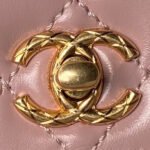 CHANEL 25S CLASSIC COCO HANDLE BAG 23 CM IN LIGHT PINK LAMBSKIN WITH GOLD HARDWARE - Image 5