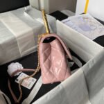 CHANEL 25S CLASSIC COCO HANDLE BAG 23 CM IN LIGHT PINK LAMBSKIN WITH GOLD HARDWARE - Image 7