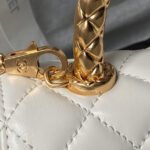 CHANEL 25S CLASSIC COCO HANDLE BAG 19 CM IN WHITE LAMBSKIN WITH GOLD HARDWARE - Image 3