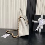 CHANEL 25S FLAP BAG 28 IN WHITE CALFSKIN WITH GOLD HARDWARE - Image 14