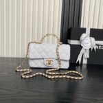 CHANEL 25S FLAP BAG 19 IN WHITE CALFSKIN GOLD HARDWARE - Image 10