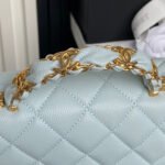 CHANEL 25S FLAP BAG 19 IN LIGHT BLUE CALFSKIN GOLD HARDWARE - Image 4