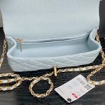 CHANEL 25S FLAP BAG 19 IN LIGHT BLUE CALFSKIN GOLD HARDWARE - Image 5