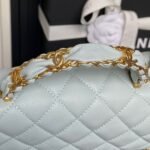 CHANEL 25S FLAP BAG 22 IN LIGHT BLUE CALFSKIN GOLD HARDWARE - Image 13