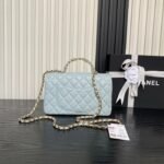 CHANEL 25S FLAP BAG 22 IN LIGHT BLUE CALFSKIN GOLD HARDWARE - Image 11
