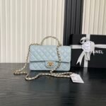 CHANEL 25S FLAP BAG 22 IN LIGHT BLUE CALFSKIN GOLD HARDWARE - Image 10