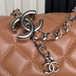 CHANEL 25S FLAP BAG 20 IN DARK CARAMEL CALFSKIN SILVER HARDWARE - Image 5