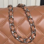 CHANEL 25S FLAP BAG 20 IN DARK CARAMEL CALFSKIN SILVER HARDWARE - Image 9