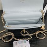 CHANEL 25S CHAIN WALLET 19 IN LIGHT BLUE LAMBSKIN GOLD HARDWARE - Image 14