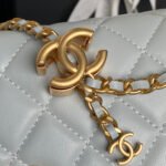 CHANEL 25S CHAIN WALLET 19 IN LIGHT BLUE LAMBSKIN GOLD HARDWARE - Image 4