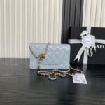 CHANEL 25S CHAIN WALLET 19 IN LIGHT BLUE LAMBSKIN GOLD HARDWARE - Image 2