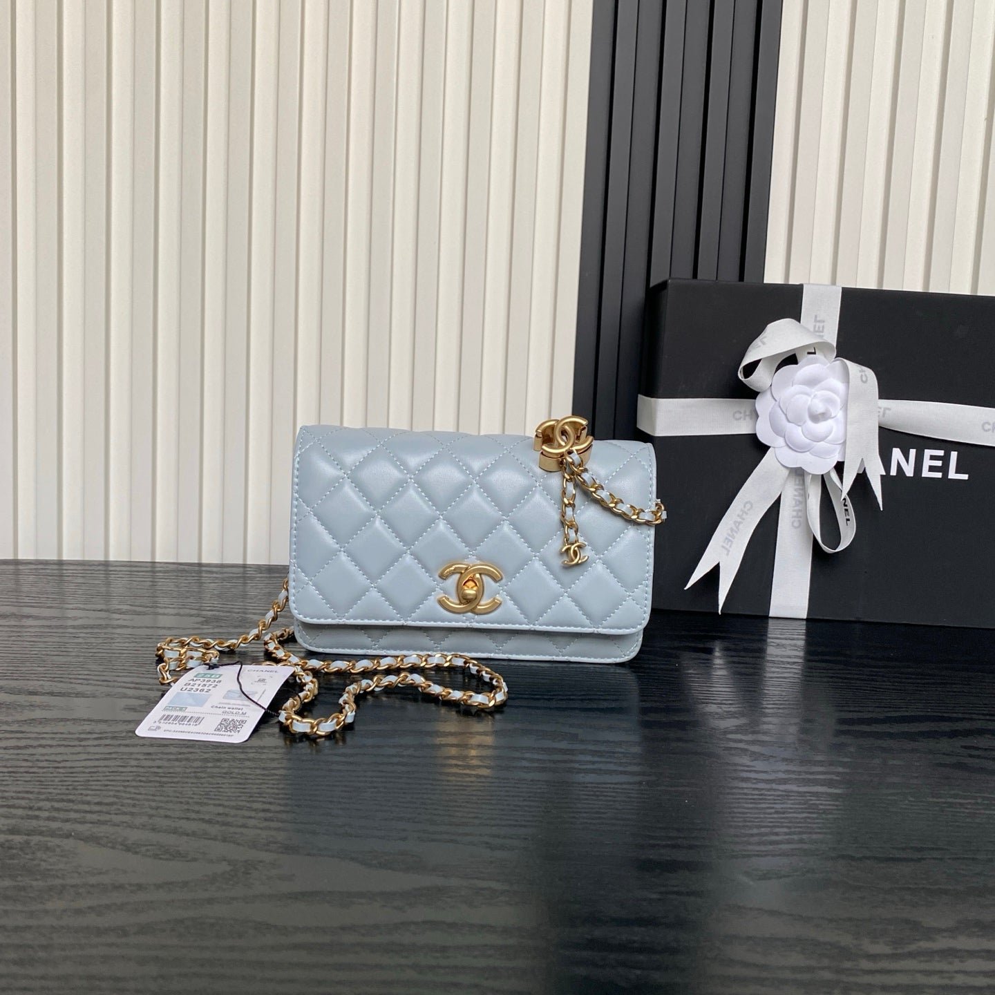img_70762a6f_20250901_i1756740581478_3145_0_0_jpg CHANEL 25S CHAIN WALLET 19 IN LIGHT BLUE LAMBSKIN GOLD HARDWARE - Image 1