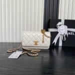 CHANEL 25S CHAIN WALLET 19 IN IVORY LAMBSKIN GOLD HARDWARE - Image 10