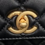 CHANEL 25S CHAIN WALLET 19 IN BLACK LAMBSKIN GOLD HARDWARE - Image 4