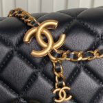 CHANEL 25S CHAIN WALLET 19 IN BLACK LAMBSKIN GOLD HARDWARE - Image 12
