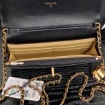 CHANEL 25S CHAIN WALLET 19 IN BLACK LAMBSKIN GOLD HARDWARE - Image 14